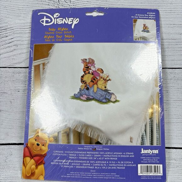 Janlynn Disney Winnie the Pooh SNOOZY DAY Baby Afghan Cross Stitch Kit 1135-05 - Picture 1 of 4